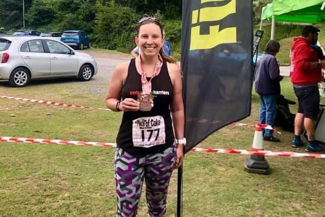 Gade Valley Harrier Susie Ivin in the Shropshire Hills after completing her 31st marathon at the weekend.