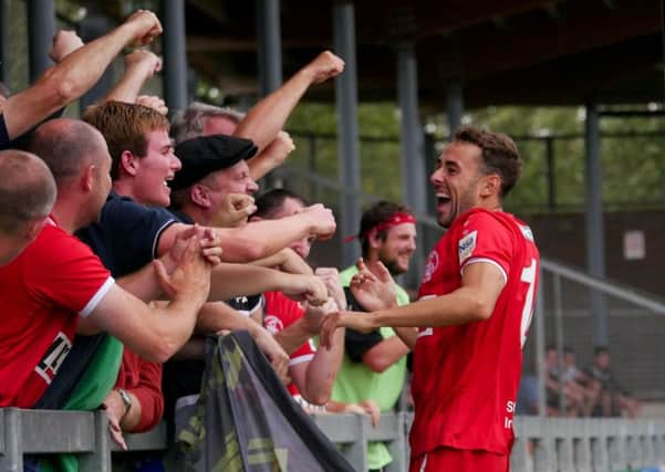 Hemel Town's Sam Ashford netted twice in the last ten minutes to give the Tudors a vital 2-1 victory over Havant & Waterlooville on Saturday. (File picture by Ben Fullylove).