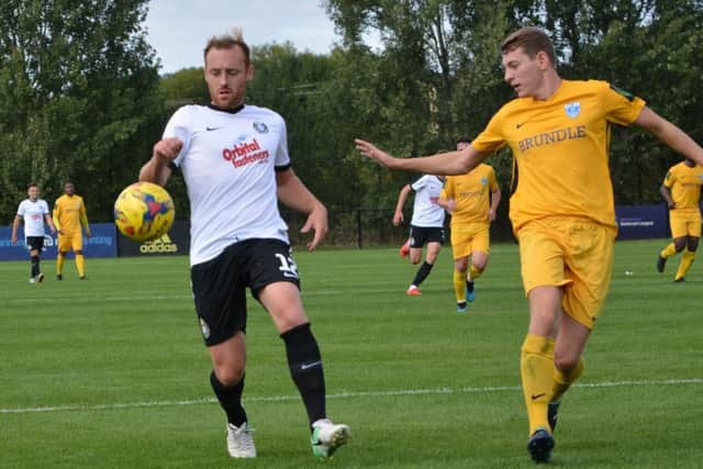 Kings Langleys Harry Crawford had the ball in the back of the net on Saturday but it was ruled out for offside. (Picture by Chris Riddell).