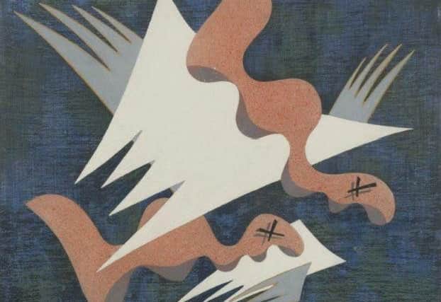 Composition On A Blue Ground II 1933 by Edward Wadsworth was sold for 19,000. Credit: Hertfordshire County Council