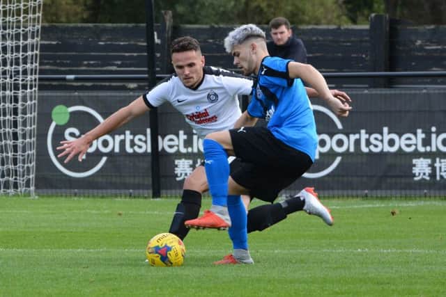 Kings Langleys Kyle Connolly in action against Stourbridge on Saturday. (Picture by Chris Riddell)