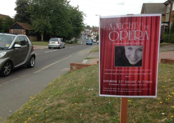 Advert for a night at the opera in Bovingdon