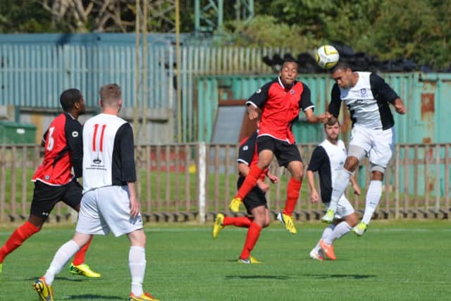 Action from Kings Langley's trip to Harefield United. Picture (c) Chris Riddell