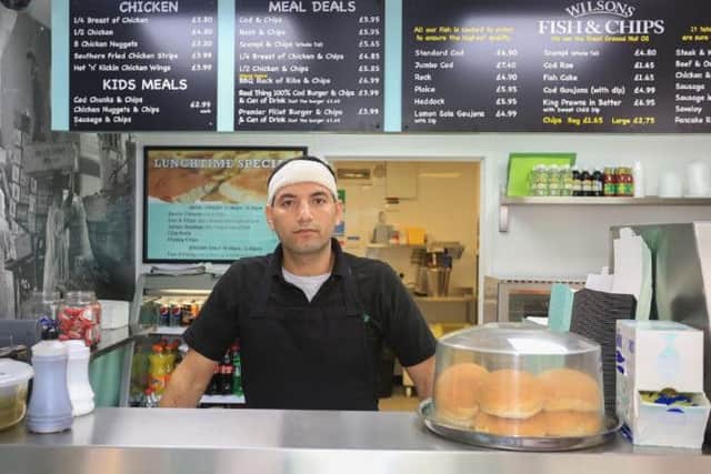 Boss of Wilsons Fish & Chips in Tring Shaban Azam was attacked with a vinegar bottle
