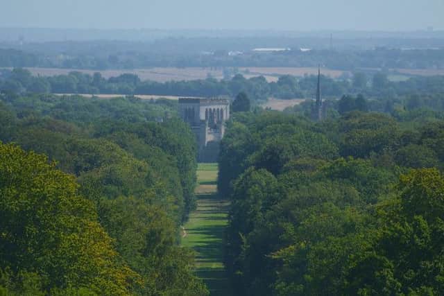View from the top of the Bridgewater Monument of Prince's Riding leading towards Ashridge House PNL-140809-141612001