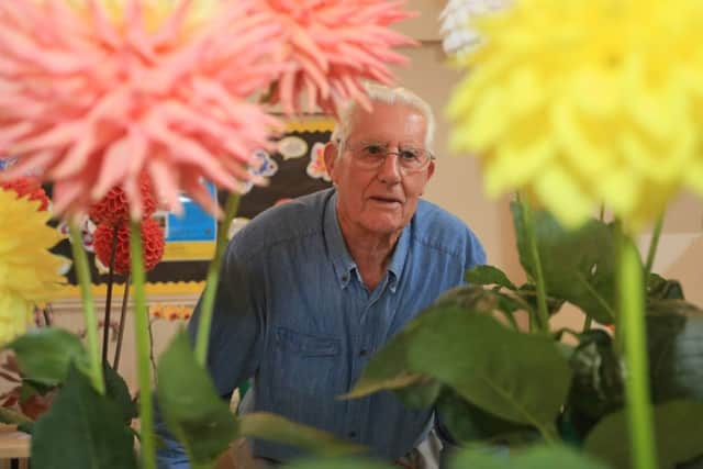 Flower judge Keith Fleckney at the Bovingdon Horticultural Society's Autumn Show
