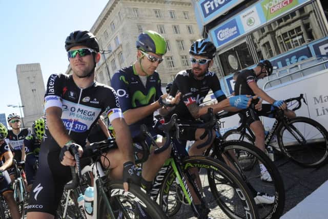Mark Cavendish, Alex Dowsett and Bradley Wiggins in the 2014 Tour of Britain. Photo: tourofbritain.co.uk