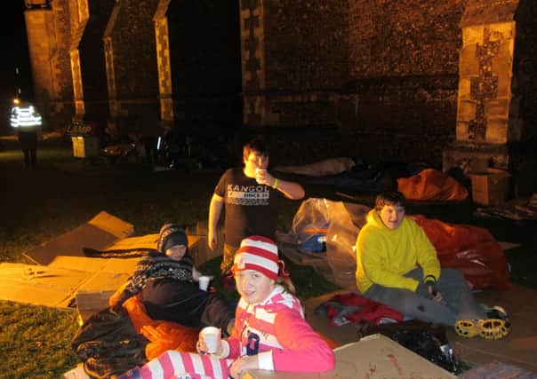 Sleep-out at St Albans Abbey, December 2013