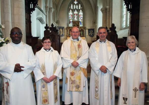Rickey Simpson-Gray, Rev Jenny Hill, Archdeacon Jonathan Smith, Luke Geoghegan and Diana Spink at St Mary's Patronal Festival