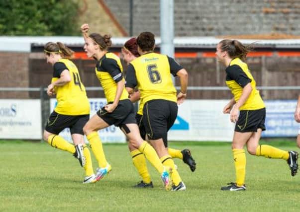 Watford Ladies celebrate against London Bees. Picture (c) Andrew Waller