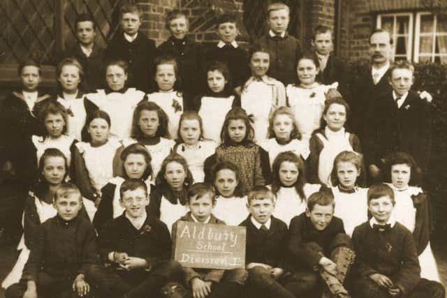 It is believed that some of these children - from Aldbury School's Class I - went on to fight in the First World War. Photo taken in 1906