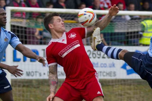 Hemel Hempstead Town striker Ben Mackey. Picture (c) Darren Kelly