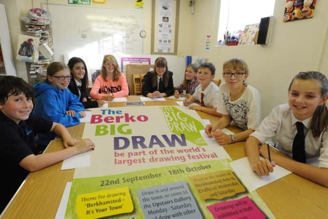 The Berko Big Draw at Berkhamsted Arts and Crafts. The after school club geared up to draw Berkhamsted