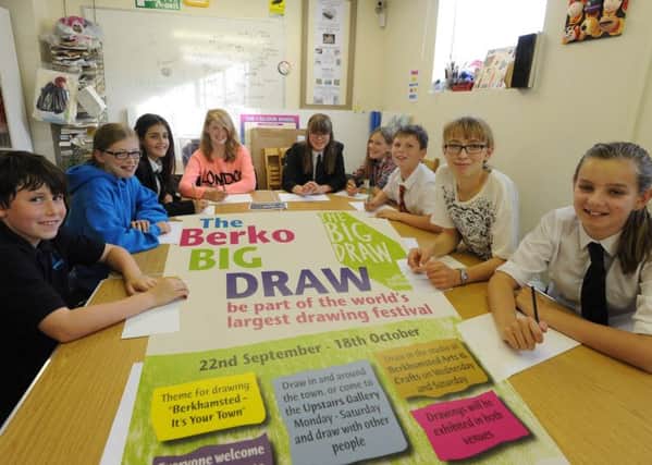 The Berko Big Draw at Berkhamsted Arts and Crafts.  The after school club geared up to draw Berkhamsted