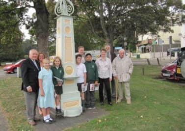 DHT and supporters at restored Cranstone fountain. The Cranstones were an important Hemel family in the 1800s