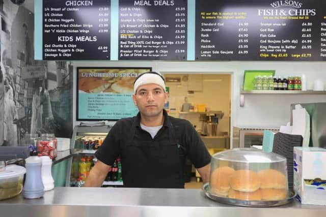 Boss of Wilsons Fish & Chips in Tring Shaban Azam was allegedly attacked with a vinegar bottle