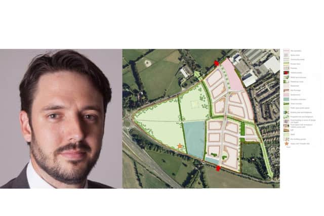 The design for Tring's LA5 development and South West Herts UKIP candidate Mark Anderson, who is opposing it