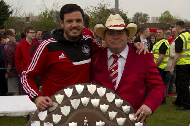 Hemel Hempstead Town FC chairman Dave Boggins, right, with manager Dean Brennan. Picture (c) Darren Kelly
