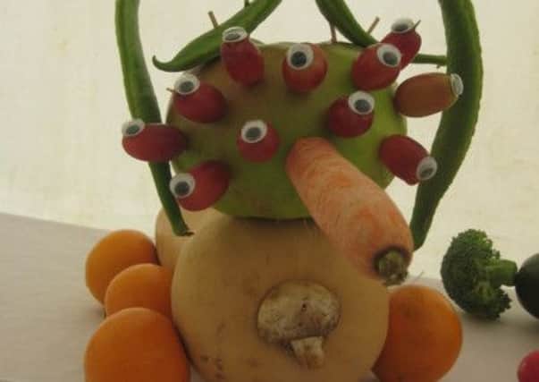 William Molloys fruit and vegetable alien won a prize in a childrens class at the 36th Flamstead Show