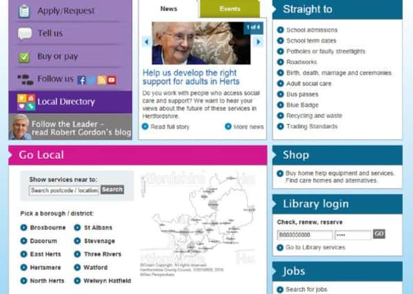 Herts County Council's www.hertsdirect.org website as it appears now