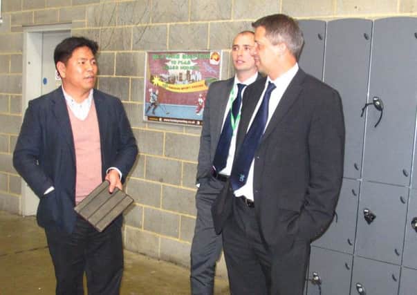 Dacorum Sports Trust CEO Dave Cove gives Sang-Hoon Kim and Matt Rawdon a tour of the XC extreme sports centre