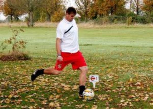 UK number 1 FootGolf player Ben Clarke tried out the new course at Little Hay