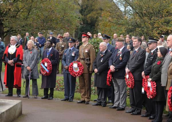 Remembrance Service at Boxmoor War Memorial Hemel Hempstead, including mayor Allan Lawson and MPs Mike Penning and David Gauke