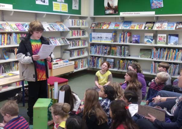 On Saturday 15th November creative young people from nine schools in Berkhamsted, Hemel and Chesham gathered in Berkhamsted Library for the Gorilla Dreams prizegiving. Will Duling reading his poem.