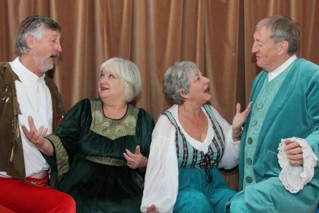 Pendley Theatre Company cast in rehearsal for Quartet. From left, Chris Parry, Liz Edlin, Gillie Bligh, Stuart Collins