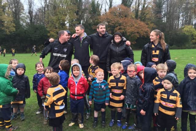 World Cup winner Ben Cohen (centre) visited TringRugby