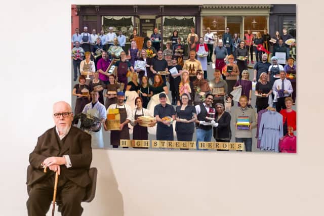 Eileen Foxwell from Home & Colonial in Berkhamsted is featured among 40 small businesses in Sir Peter Blakes new work called High Street Heroes. Photo: American Express PNL-141126-122728001