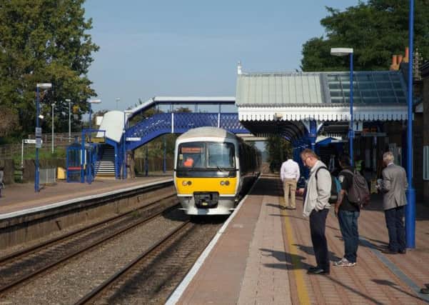 A train arriving into Stoke Mandeville station. Photo by C Smith of the Chiltern Society Photo Group