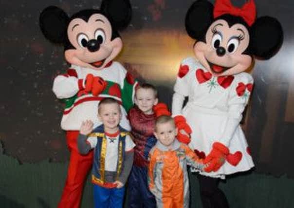 Great Ormond Street kidney transplant patient Hari Watson with brothers Luke and Tyler at an exclusive Disney party, and Livia Wagner, below