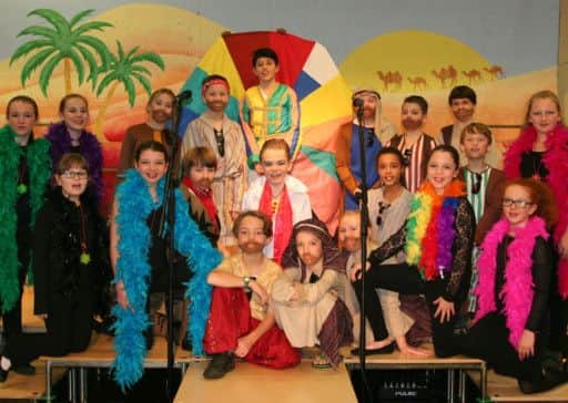 Key Stage 2 children performing 'Any Dream Will Do' PNL-141218-102601001