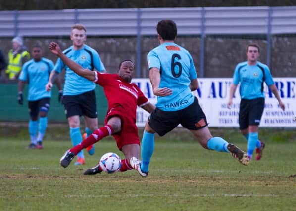 Action from Hemel's 1-1 draw with Havant & Waterlooville on Saturday. Picture by Darren Kelly