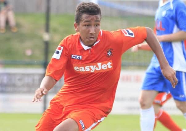 Zane Banton in action for Luton Town