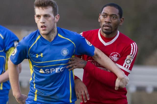 Hemel Town striker Dennis Oli bagged a goal and an assist against Concord Rangers. Picture (c) Darren Kelly