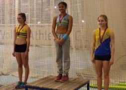 Pole vault sensation Jess Robinson (centre)