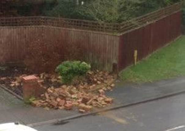 A garden wall was knocked down by a car in Christchurch Road, Tring on Sunday, January 18
