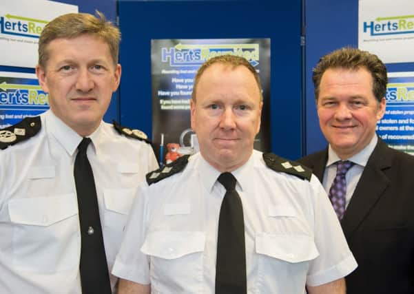 Launch of the police HertsReunited website, with crime commissioner David Lloyd pictured right