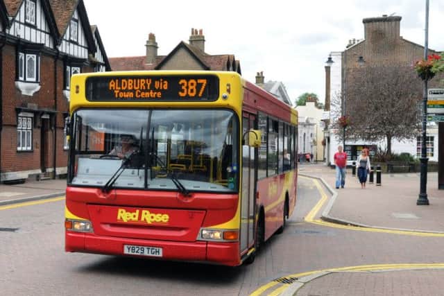 The Red Rose 387 bus in Tring town centre is one of those affected by the potential cuts