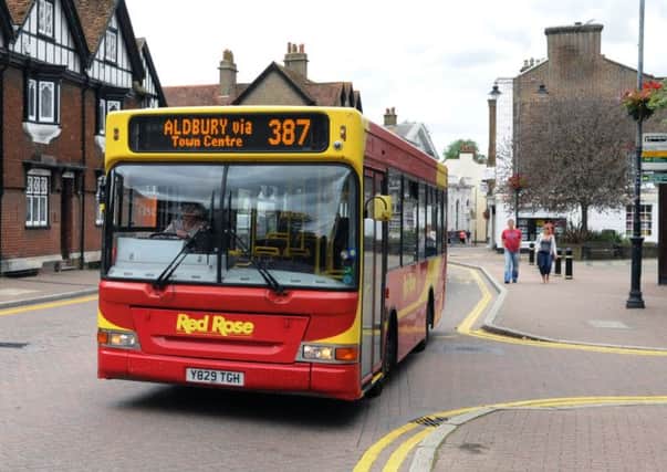 The Red Rose 387 bus in Tring town centre is one of those affected by the potential cuts
