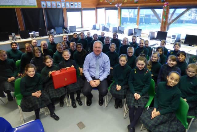 Mike Penning MP visiting pupils at Abbot's Hill School