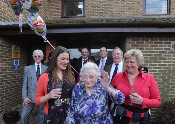 Peggie Cooper celebrates her 100th birthday in The Furlong, Tring.