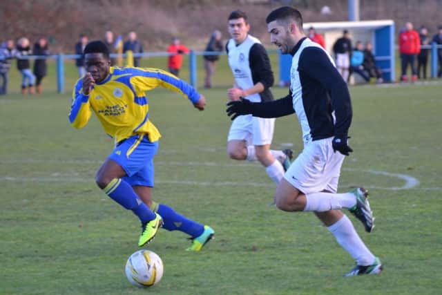 Alex Campana in action for Kings Langley against Sun Sports. Picture (c) Chris Riddell
