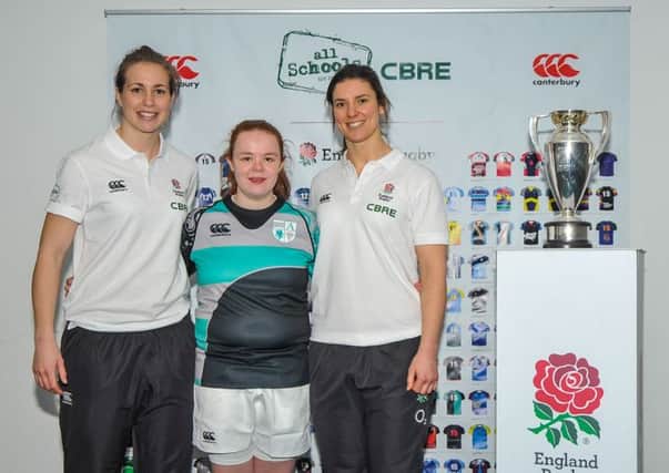 Faye Corrigan, 15, from Adeyfield School and 13-year-old Brian Frimpong from Astley Cooper School went onto the pitch at the RBS Six Nations England V Italy match on February 14.