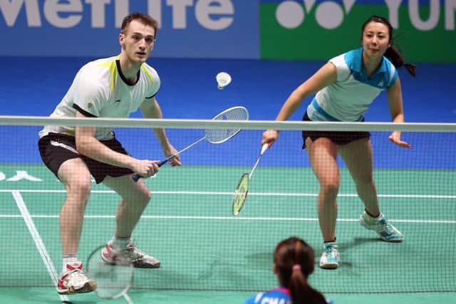 Emily Westwood and mixed doubles partner Harley Towler in action at the Yonex All England Championships. Picture (c) Badminton Photo
