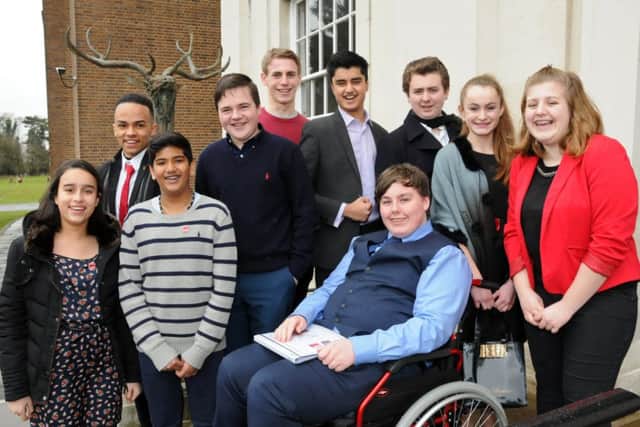 Dacorum's Nicholas Gardner, back row, third from right and other elected members of the Herts Youth Parliament