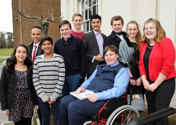 Dacorum's Nicholas Gardner, back row, third from right and other elected members of the Herts Youth Parliament