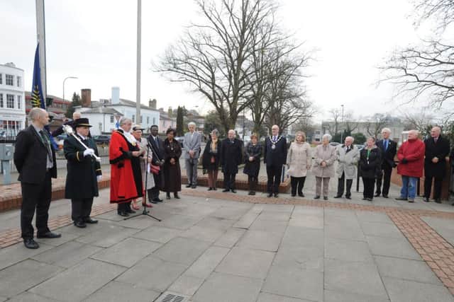 Commonweath Day 2015 - flag raising outside Dacorum Borough Council's Civic Centre.